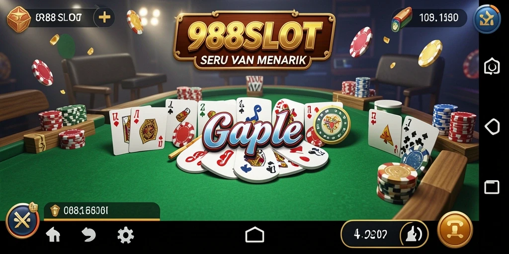 Screenshot gameplay 988SLOT menampilkan pengalaman bermain Gaple yang seru.