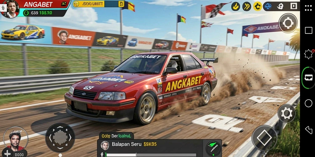 Gameplay seru di ANGKABET dengan balapan mendebarkan.