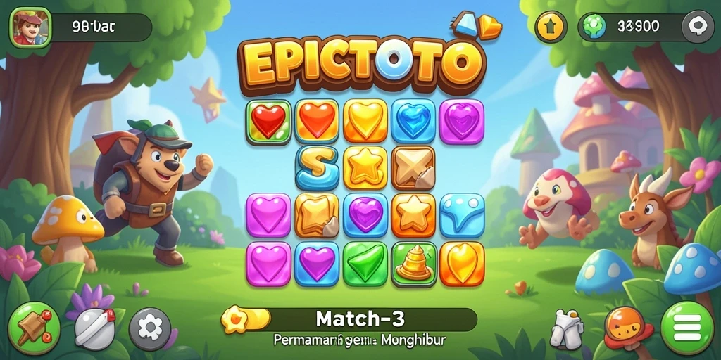 Tampilan gameplay seru dari EPICTOTO dengan objek berwarna-warni.