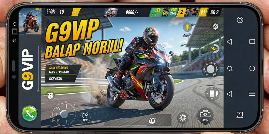 Tampilan gameplay G9VIP yang mendebarkan dan penuh aksi balapan motor.