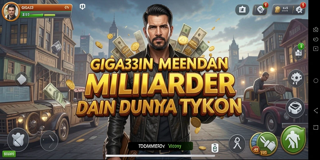 Tampilan gameplay menarik dari GIGA33 yang mengajak Anda menjadi pengusaha sukses.
