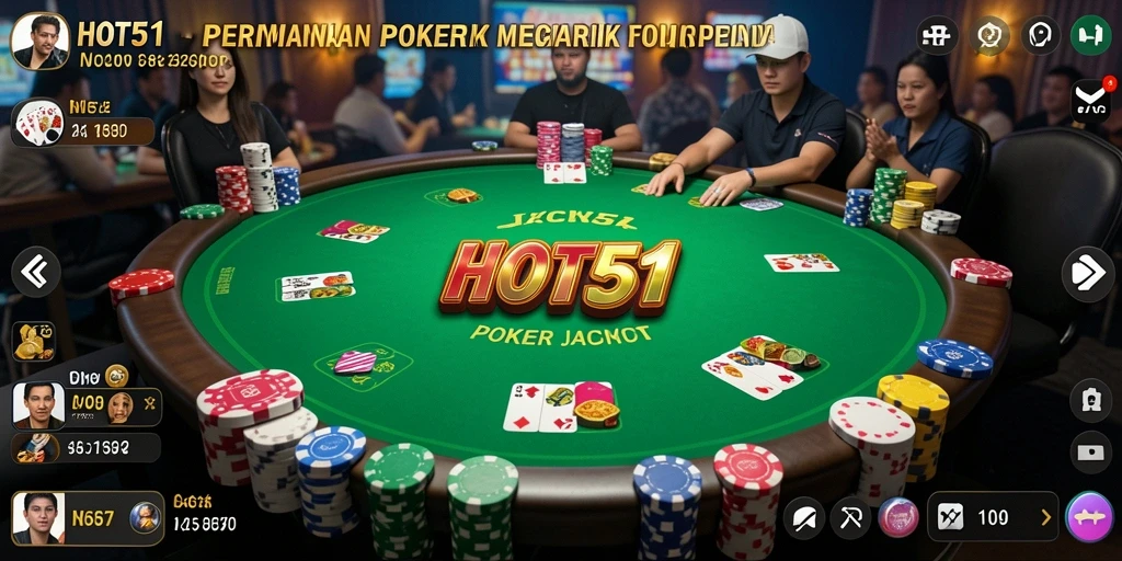 Screenshot HOT51 menunjukkan pemain sedang menikmati permainan Poker.