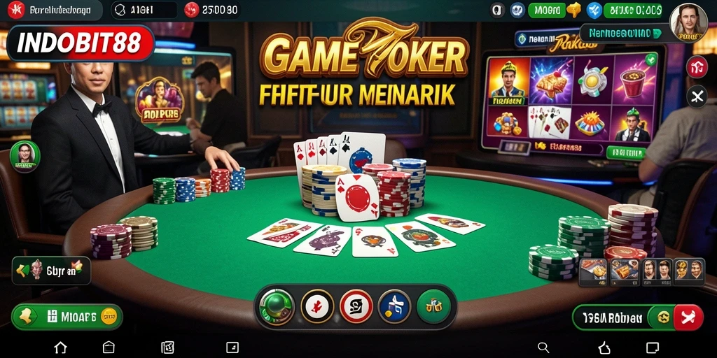Tampilan screenshot INDOBIT88 menunjukkan gameplay Poker yang seru dan interaktif.