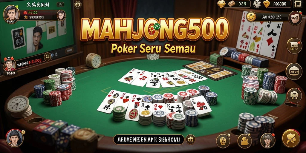 Gameplay Poker seru di MAHJONG500 dengan turnamen yang kompetitif.
