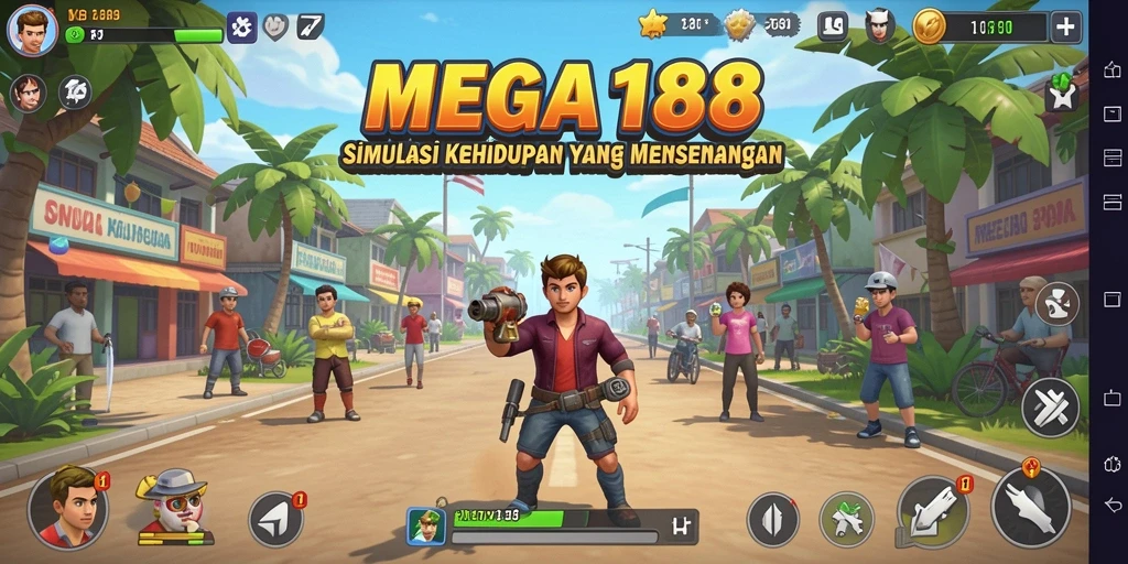 Tampilan menarik dari gameplay MEGA188 yang menggambarkan simulasi kehidupan.
