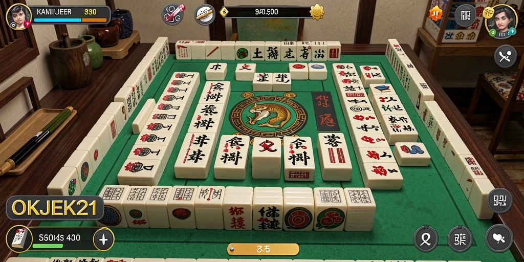 Tampilan menarik dari gameplay Mahjong OKJEK21 yang menantang.