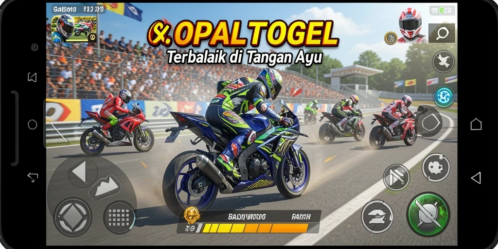 Tangkapan layar gameplay <strong>OPALTOGEL</strong> yang menampilkan aksi balap motor yang mendebarkan.