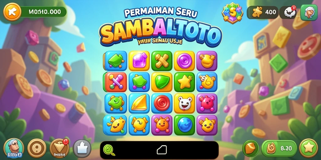 Screenshot gameplay SAMBALTOTO menampilkan momen seru mencocokkan simbol.