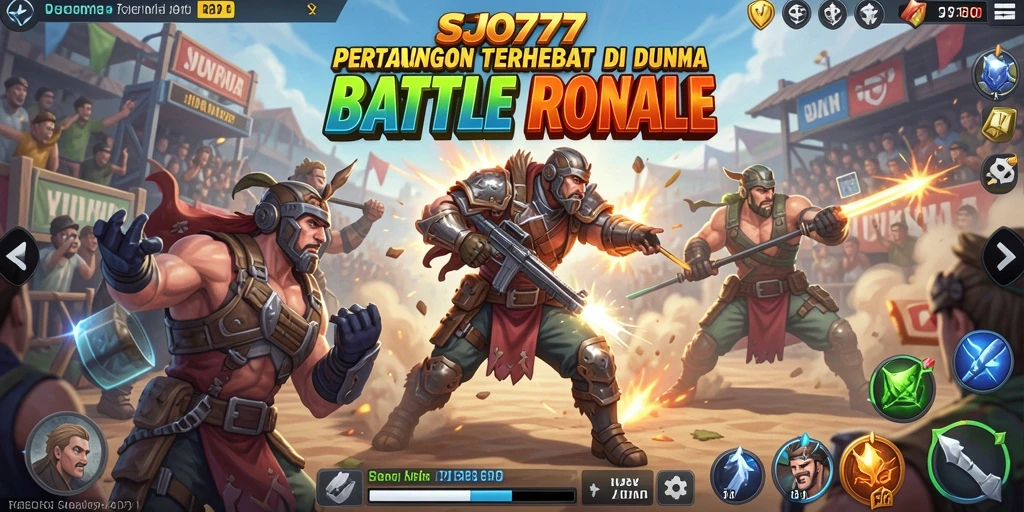 Tangkapan layar utama SJO777 menampilkan aksi mendebarkan dalam pertempuran Battle Royale.