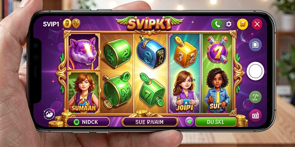 Screenshot permainan SVIP1 menampilkan grafis slot yang memukau.