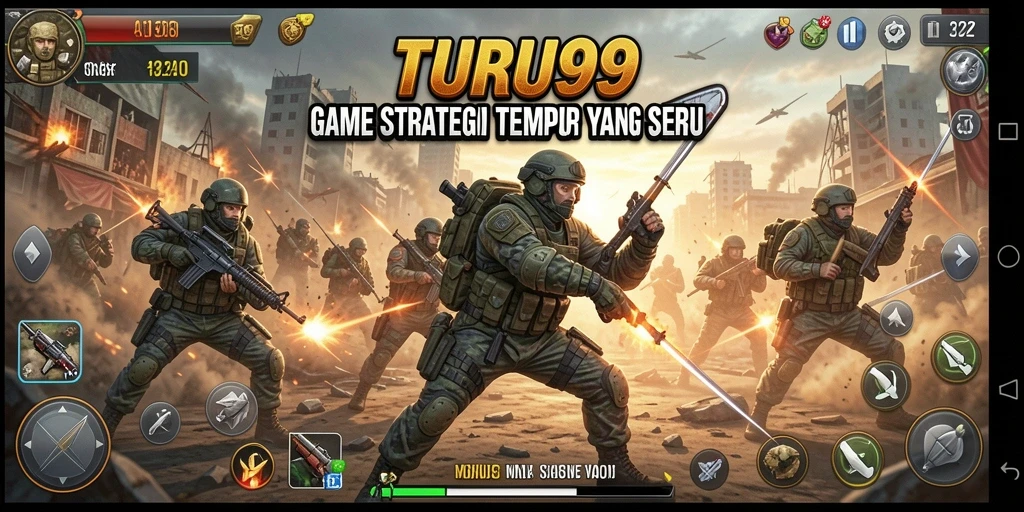 Tampilan gameplay intens dari TURU99 dalam aksi TPS.